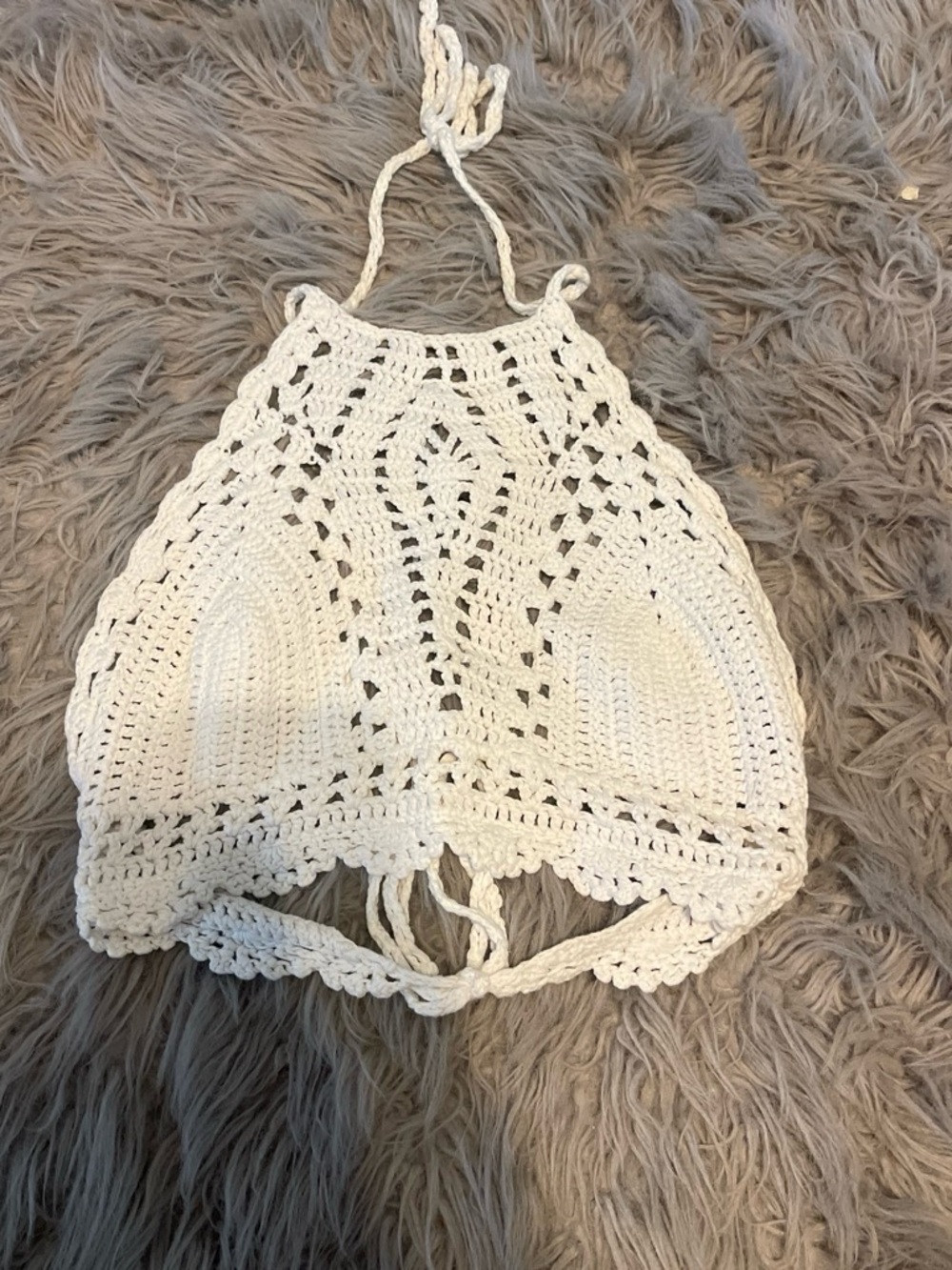 Forever 21 White Crochet Halter Crop Top
